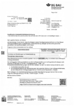 BG Unbedenklichkeitsbescheinigung